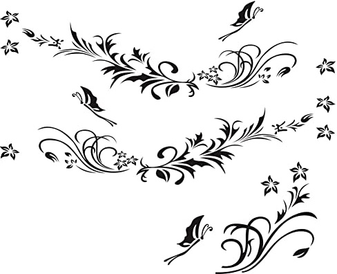 LSGGTIM 3 Stück Autoaufkleber Blumen Groß, 180cm Schmetterlinge Blumenaufkleber Autotattoos PVC Selbstklebend Aufkleber für Karosserie Stoßstange Heckscheibe Tuningsticker Tattoo Auto Ranke Aufkleber