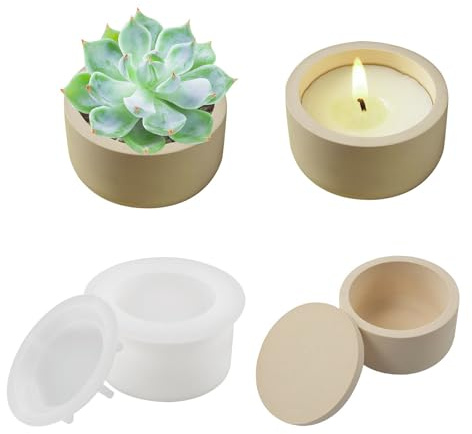 Kotkiddy® Molde de Silicona Para Velas, Portavelas Redondo, Hormigón, Yeso, DIY, Jarrón, Maceta