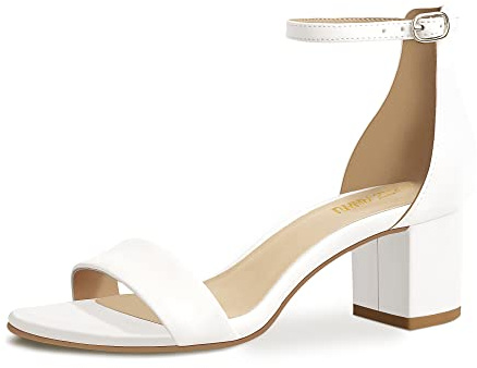 PIZZ ANNU Womens Sandals Mid Block Heel Ankle Strap Wedding Shoes for Bride Open Toe Ladies Sparkly Glitter Evening Party