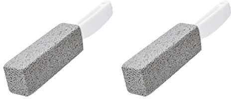 MOTUZP Lot de 2 Pierres Ponces pour Le Nettoyage des Toilettes, Bâton à Récurer avec Poignée, Anneau d'eau Dure, élimine Efficacement Les Taches de Calcaire, L'accumulation de Calcium,
