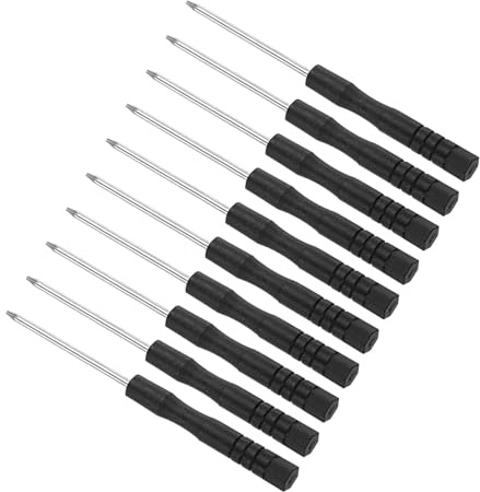 CoCud 10 Stück Mini Torx Schraubendreher Größe T2 Kohlenstoffstahl | Kleine 6-Punkt-Schraubendreher, Länge 80mm, Mit rutschfestem Griff, Für Brillen Uhren oder Laptops