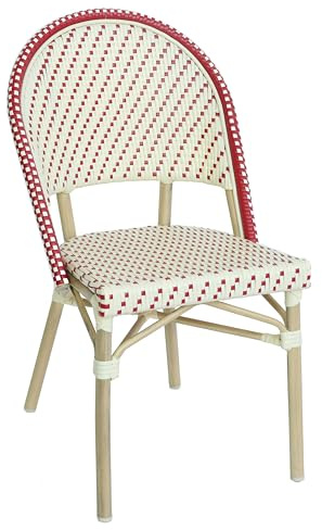 Oviala Chaise de terrasse bistrot Parisien en Aluminium et rotin Rouge