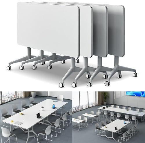Schreibtisch Klappbar - Konferenztisch - Besprechungstisch, Klappbarer Konferenztisch Mit Leisen Rädern, Moderner Großer Mobiler Besprechungstisch, Konferenzraumtische Aus Stahl (Color : 4PCS, Size