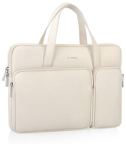 Arvok 13 13,3 14 Zoll Leder Laptoptasche Schutzhülle Wasserdicht Laptophülle für MacBook Air 13/MacBook Pro 14/HP Chromebook 13 Zoll, Notebook Hülle für HP/Dell/Lenovo/Asus/Acer/Samsung, Weiß