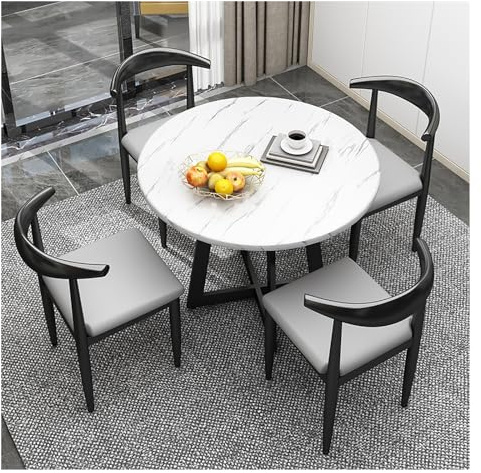 ZYYLIVR Tisch Mit 4 Stühlen Set, Essgruppe Mit 4 Stühlen, Esszimmergruppe, Küchentisch-Set Für 4 Personen Sitzgruppe, Rond Esstisch Mit Stühlen Set, Esszimmergarnitur Für Wohnzimmer Küche Büro(Gray)