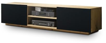 bogart Loftia TV Schrank Mini, 160 cm, Fernsehtisch, Lowboard für Wohnzimmer, TV Möbel, mit Nischen, Grifflose Front
