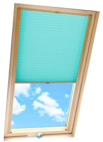 Home-Vision® Dachfenster Premium Plissee Faltrollo mit Bohren Dachfensterkompatibel (Türkis für CK06 - Holzfarben) Dachfensterrollos Blickdicht Sonnenschutz, Montage inkl