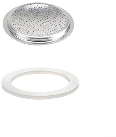 Bulevisiter Filtre à expresso et joints d'étanchéité, joints d'étanchéité en silicone pour pot à moka italien en acier inoxydable, 12 tasses + tamis