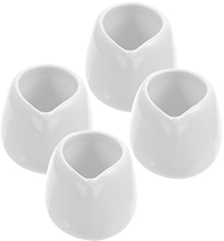 Hoement 4piezas Mini Jarritas De Cerámica Blanca Para Salsa Con Vertedor Portátiles y Resistentes Para Restaurante Bar y Catering Con Diseño Elegante y Duradero