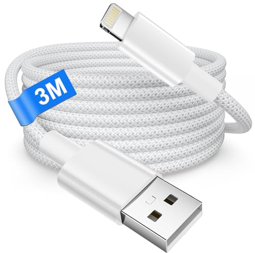 Cable iPhone 3M [MFi Certificado], Cablo iPhone Carga Rapida Cable Cargador para Apple iphone 14/13/12/11/XR/XS/X/8/7/6/5/SE, iPad, AirPods, iphone cable USB A Lightning iphone Charger cable
