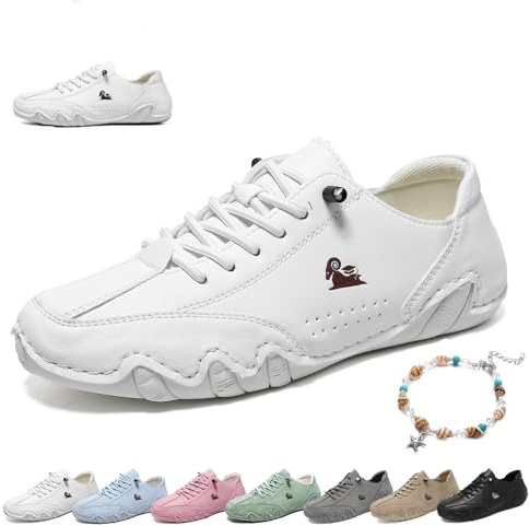 Zapatos Barefoot Mujer Ultra Cómodos Outdoor Beck Shoes Zapatillas Planas Impermeables Antideslizantes Ligeras Minimalistas Ortopédico Zapatillas for Senderismo, Caminar Y Conducir(Bianco,38 EU)