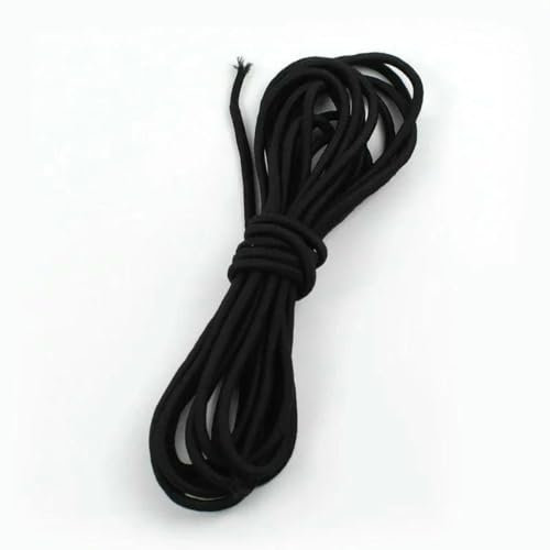 Cuerda elástica redonda de 5 mm de colores, 2/5/10 metros, banda de goma elástica, accesorio para coser prendas, color negro, 5 mm, 2 metros