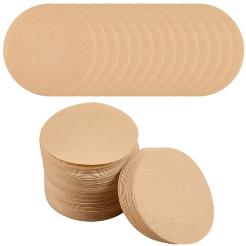 CREATCABIN 800Pcs Filtre café Rond Filtres jetables Papier à café Naturel Non Blanchi Aérobie Espresso Makers Remplacement Disque Compatible avec Moka Pot Ice Drip Pot Home Office 6.4cm