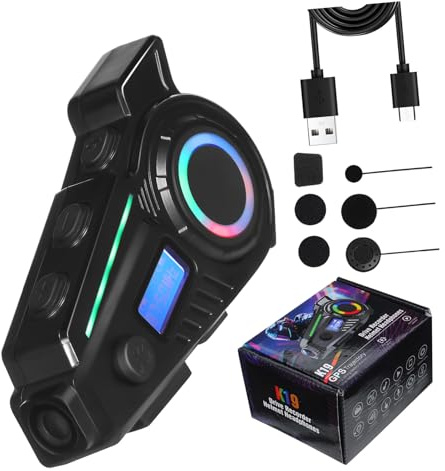 iplusmile Casque Moto sans Fil avec Microphone Sensible Appels Mains Occupées Stockage Go Système Communication sans Fil Étanche Audio Stéréo et Navigation Vocale