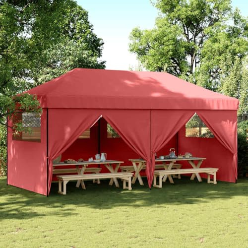 Generico Tendone per Feste Pieghevole Pop-Up con 4 Pareti bordò,Rosso,29.7kg,4004955