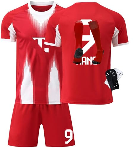 Fußball Trikot Set für Kinder, 2025/26 New 𝐵𝑎𝑦𝑒𝑟𝑛 Trikot Kinder, Heim/Auswärts Fußballtrikot, Geschenk für Fußballfans, Schnell Trocknendes Atmungsaktives Fußballtrikot Mit Schienbeinschoner