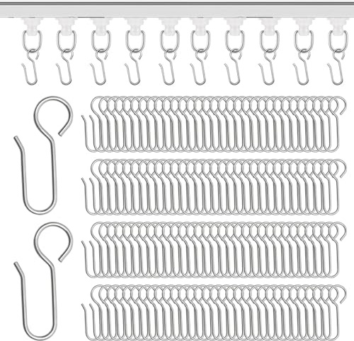 120 Pcs Metal Curtain Hooks,S Shaped Pinch Pleat Curtain Hooks Metal for Heavy Curtains Door Ceiling Window Bathroom,Universal Size(Silver)