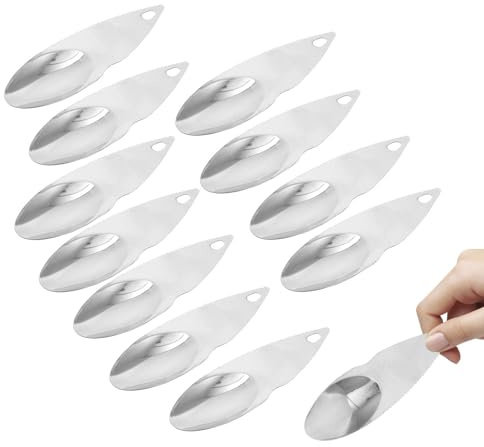 NIYANGLE 12 Pezzi Cucchiaio per Kiwi in Acciaio Inox 12 Cm Lama Seghettata per Sbucciare e Scavare Frutta, Utensili da Cucina Leggeri e Portatili per Preparazione Sicura di Kiwi e Frutti