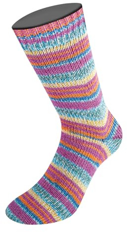LANA GROSSA Meilenweit Cotton Bamboo Canario | 4-fädiger Bambus-Sockenklassiker | Handstrickgarn aus 40% Baumwolle, 25% Schurwolle, 20% Viskose | 100g Wolle zum Stricken & Häkeln | 420m Garn FB 2521