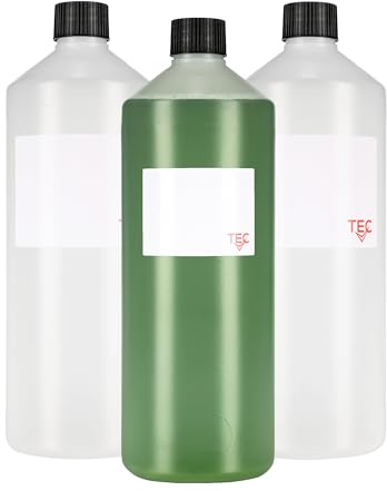 TEC 1 Litre Plastic Bottles Black Screw Top Lids HDPE 28mm UK Made Natural | Chemical and Storage Clear Transparent Reusable Empty Bottle UK Made Non-Leak