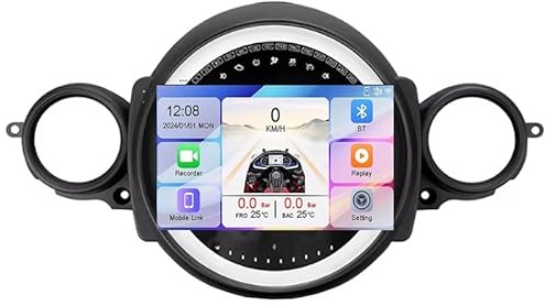 Android 16 Autoradio 2 Din Navigazione GPS 9 Pollici Multimediale Touch Screen Per BMW MINI R56 2007-2015 Tethering Internet Chiamate in Vivavoce SWC Car Stereo(HM601 4 Core Wifi 1+16GB)