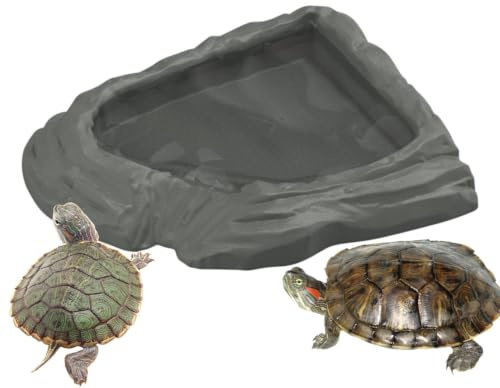 Sköldpaddsmat Skål Utrymmesbesparande Bred Mynning Spillsäker | Reptil Badbassäng Bred öppning spillsäker naturtrogen reptilhabitat tank terrarium akvarium matskål för skäggagam,