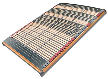 7 Zonen Lattenrost Rhodos® NV | 44 Leisten | Triokautschukkappen | Querholme 100% BUCHE massiv | 3 Mittelgurte | fertig montiert | TÜV/GS Gesichert Geprüft ID 1111212908 | 140 x 200 cm