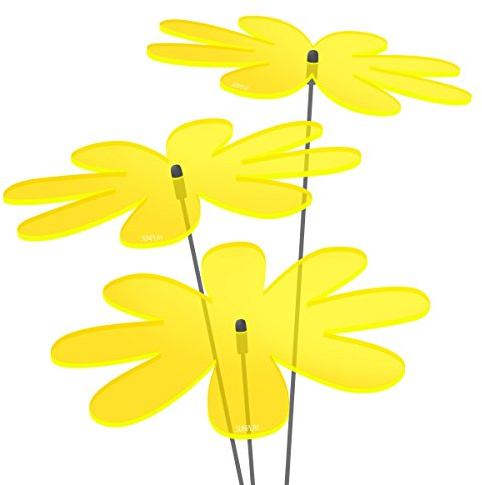 SUNPLAY Sonnenfänger Gänseblümchen in GELB, 3 Stück zu je 20 cm Durchmesser im Set + 70 cm Schwingstäbe