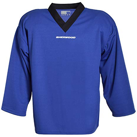 SHER-WOOD - Eishockey Trainingstrikot für Erwachsene I stilvolles Practice Jersey aus gelochtem, Blau, Gr. M