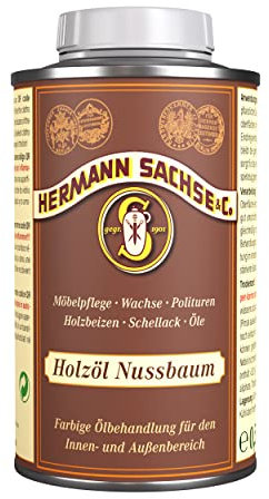 Holzöl Nussbaum 500 ml – Farbiges Öl für unbehandelte Eiche, Akazie, Buche & Kiefer | Natürliches Holzöl für Innen- & Außenbereich