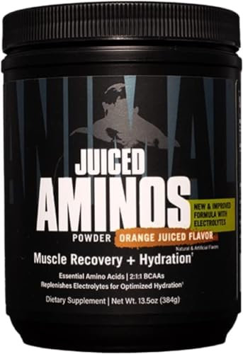 ANIMAL Juiced Aminos Orange – EAA & BCAA Pulver für Muskelregeneration & Erholung – Koffeinfreies Aminosäuren Supplement für Fitness, Bodybuilding & intensives Training, 384 g