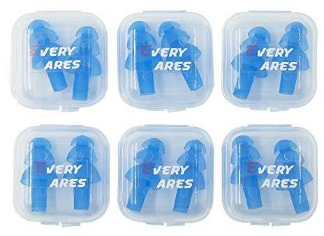Every Cares Silicone Swimming Earplugs for Adult, 6 Pairs, Comfortable, Waterproof, Ear Plugs for Swimming and Showering, with Case (Blue)
