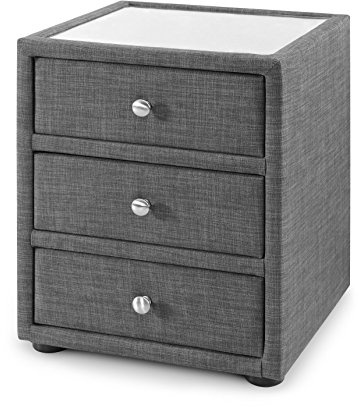 Julian Bowen Sorrento Nachttisch mit 3 Schubladen, grau, Höhe: 55, Breite: 45, Tiefe: 45 cm