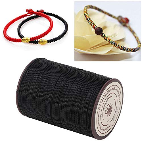 Filo Cerato per Cucito in Pelle 0,45mm, Cavo Cerato per Lavori Manuali Artigianali, Fai da Te, Braccialetti, Collane, Nero