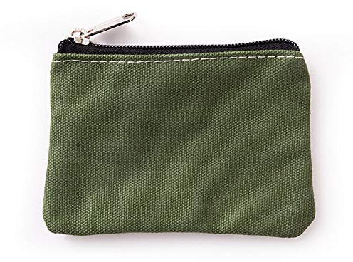 Hibate Small Canvas Coin Purse Holder Wallet Zip Pouch Money Purses Bag for Women Men Kids (Olive)