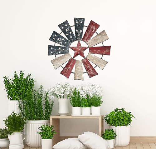 Alpine Corporation Patriotische Windmühle, Wanddekoration, 53,3 cm hoch
