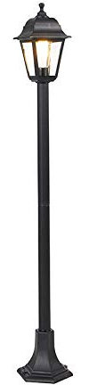 QAZQA Clásico/Antiguo Farola clásico negro 122cm - CAPITAL Vidrio/Plástico Alargada Adecuado para LED Max. 1 x 15 Watt