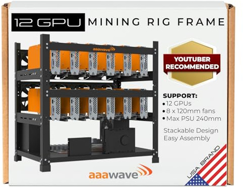 AAAwave 12 GPU Open Frame Mining Rig Frame Chassis für Cryptocurrency ETH Zcoin