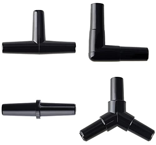 Pawfly 40 Piece Aquarium Air Line Connectors 4 Types of Plastic Tubing Connectors for 4-6 mm Airline Black Aquarium Airline Fittings for Fish Tank Pond Air Pump Pipe Hose