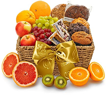 Fresh Fruit & Muffin Hamper - Classic Food Gift Basket with Tulip Muffins, Cookies, Bananas, Grapes - Luxury Gift Basket for Birthdays and Other Occasions, from Regency Hampers