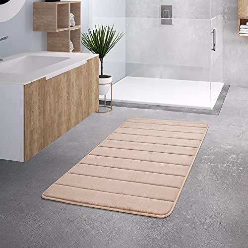 TT Home Badezimmer Badematte Duschmatte rutschfest Waschbar Memory Schaum Stein Muster, Farbe:Beige, Größe:65x120 cm