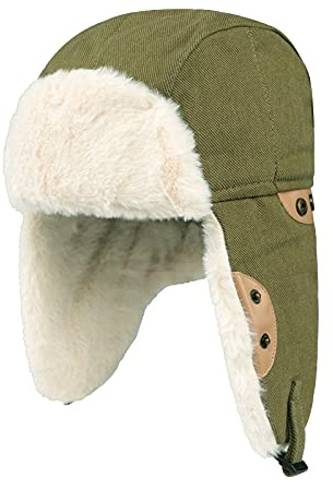 FakeFace Herren Damen Fliegermütze Warm Trappermütze Trapper Hut Wintermütze mit Ohrenklappen Winddicht Russische Mütze Fellmütze Skimütze Dicker Fleece Bombermütze Skimütze