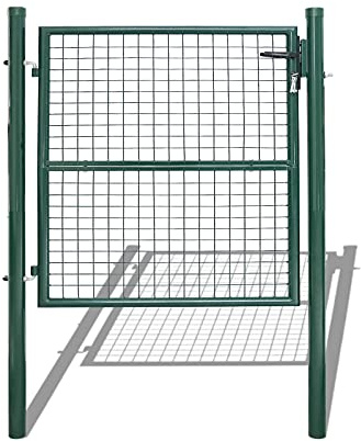 Jiubiaz 100x100cm Gartentor, Gartentür Zauntür Hoftor aus verzinktem Stahl robust und langlebig, mit Schloss Türklinke und Schlüssel, Zauntor Zaun, Grün