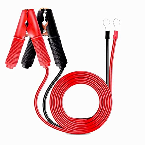 Lot de 2 câbles de démarrage avec pinces crocodiles 13 AWG 1 m pour chargeur de batterie de voiture 30 A, bornes en cuivre étamé de 6 mm, câbles de démarrage de batterie automobile