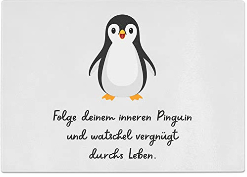 JUNIWORDS Glasschneidebrett, Folge deinem inneren Pinguin und watschel vergnügt durchs Leben (1008217)