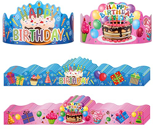 Hooqict 30 Pcs Birthday Crowns for Classroom Party Hats Birthday Hats for Kids Happy Birthday Hat Paper Crowns School Birthday Crown