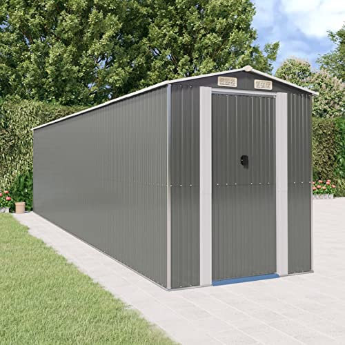 Yolola Utrustningsskjul XXL trädgårdshus metall ljusgrå metall trädgårdsredskap hus trädgård skjul lagerskjul enhet hus trädgårdshus & förvaring metallverktygshus 192 x 772 x 223 cm galvaniserat stål