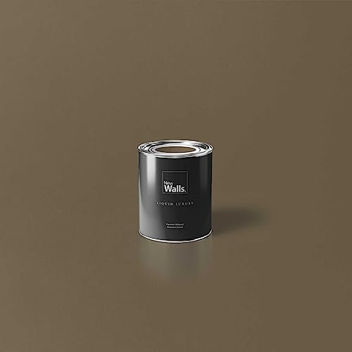 New Walls Premium Wandfarbe Braun, Khaki Liquid Luxury Dispersionsfarbe für Innenräume – 1 L