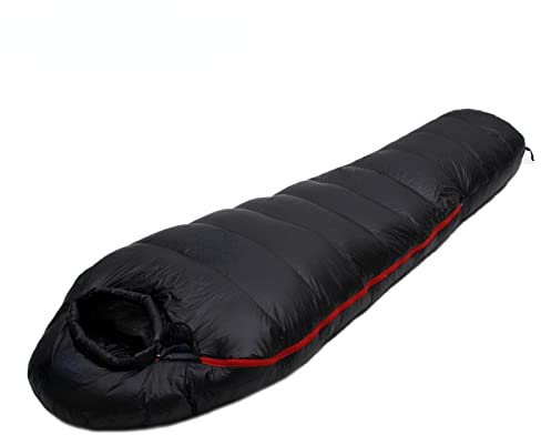 Schlafsack Black Snow Outdoor Camping Schlafsack Sehr Warmer, mit Daunen gefüllter Schlafsack für Erwachsene, 4-Jahreszeiten-Camping-Reiseschlafsack (Schwarz) (Black1000g)