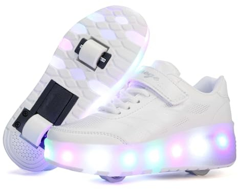 Husksware Barnsneakers med 2–4 hjul, för pojkar och flickor, sneakers för fest, födelsedag och jul, 35 EU